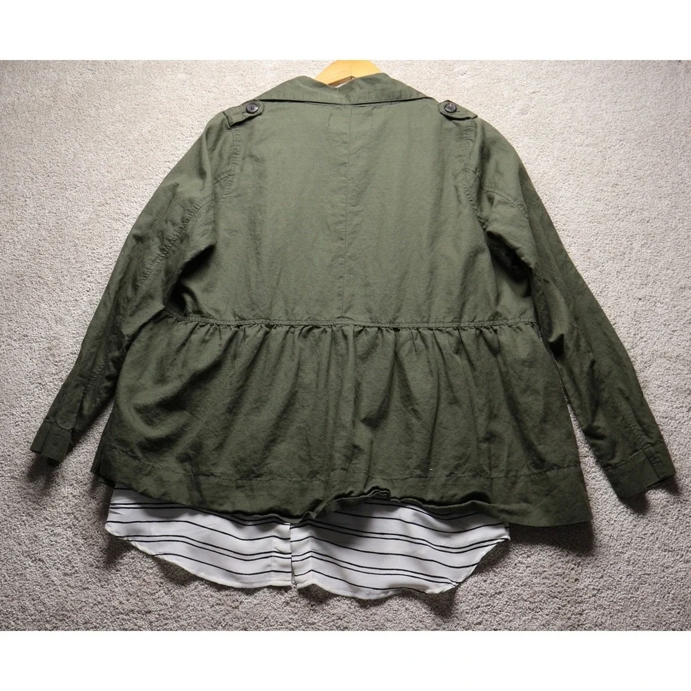 Who What Wear Womens Olive Green Utility Jacket and Striped Tank Set Size L XXL